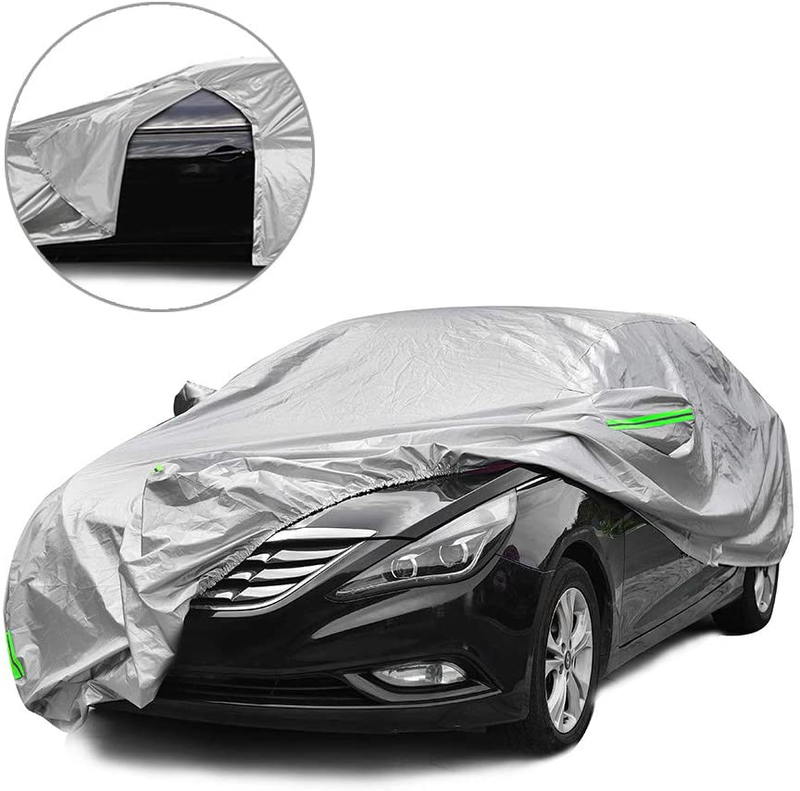 Tecoom Light Shell Breathable Material Classic Zipper Design Waterproof UV-Proof Windproof Car Cover for All Weather Indoor Outdoor Fit 180-195 inches SUV  Tecoom 2L: Fit 160-172 inches Length Hatchback  