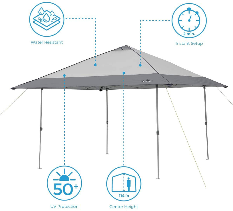 Core 13' x 13' Instant Shelter Pop Up Canopy Gazebo Tent for Shade in Backyard, Party, Event with Wheeled Carry Bag, Gray