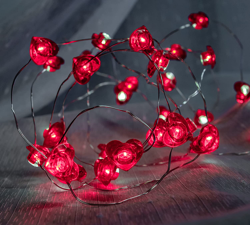 ECOOSTAR 10FT 40LED Heart Fairy String Lights,Valentines Day Decorations for Indoor,8 Modes Battery Operated Heart Lights for Valentine'S Day, Mother'S Day, Wedding, and Anniversary. Home & Garden > Decor > Seasonal & Holiday Decorations ECOOSTAR 10FT  