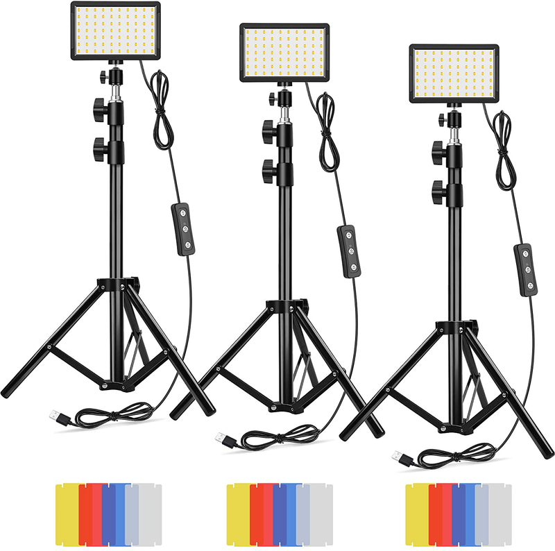 Led Video Lighting Kit Dimmable 5600K USB 70 LED Video Light with Mini Adjustable Tripod Stand and Color Filters for Table Top/Low Angle Photo Video Studio Shooting (3 Pack) Cameras & Optics > Photography > Lighting & Studio ALTSON 3 Pack  