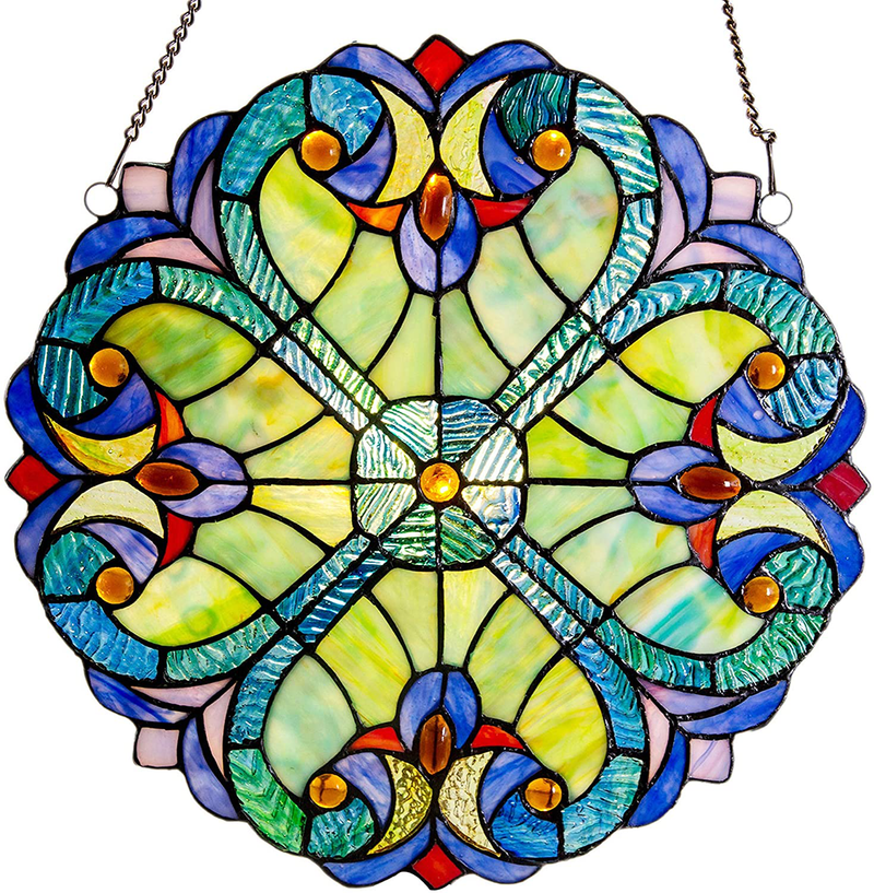 River of Goods Mini Halston Heart 12 Inch High Stained Glass Suncatcher Window Panel Blue Yellow Red Home & Garden > Decor > Seasonal & Holiday Decorations& Garden > Decor > Seasonal & Holiday Decorations River of Goods Green  