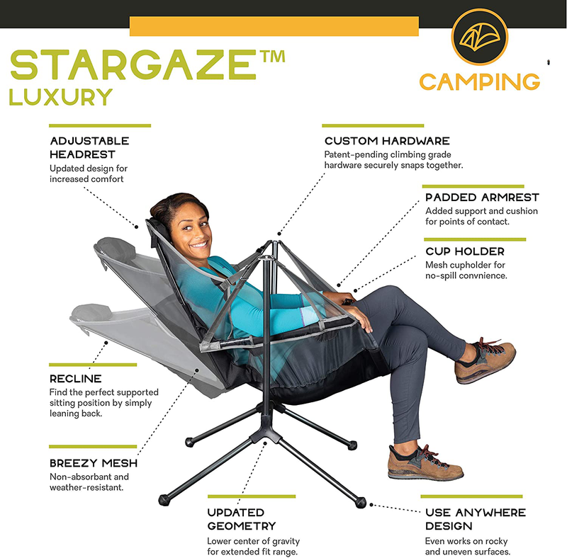 Nemo Equipment Stargaze Recliner Luxury Camping Chair, Graphite/Smoke Sporting Goods > Outdoor Recreation > Camping & Hiking > Camp Furniture Nemo Equipment   