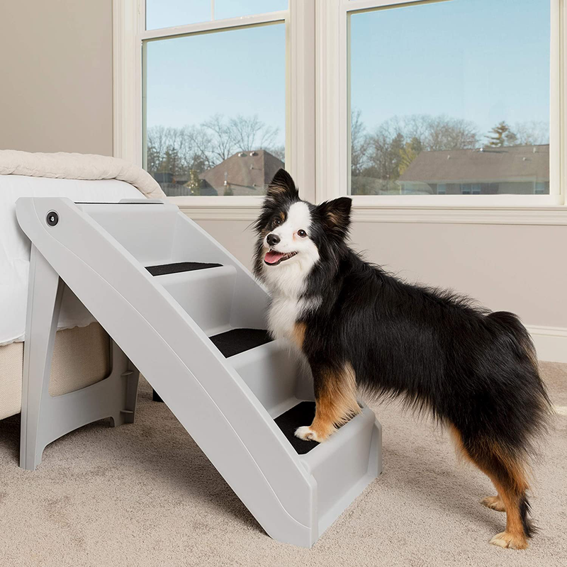 Petsafe Cozyup Folding Pet Steps - Pet Stairs for Indoor/Outdoor at Home or Travel - Dog Steps for High Beds - Dog Stairs with Siderails, Non-Slip Pads - Durable, Support up to 150 Lbs - Large, Tan Animals & Pet Supplies > Pet Supplies > Cat Supplies > Cat Beds PetSafe Grey Pet Steps - Extra Large 