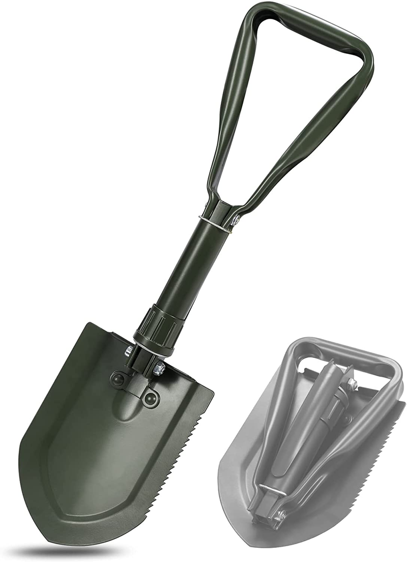 REDCAMP Military Folding Camping Shovel，High Carbon Steel Entrenching Tool Tri-Fold Handle Shovel with Cover Sporting Goods > Outdoor Recreation > Camping & Hiking > Camping Tools REDCAMP Green New  