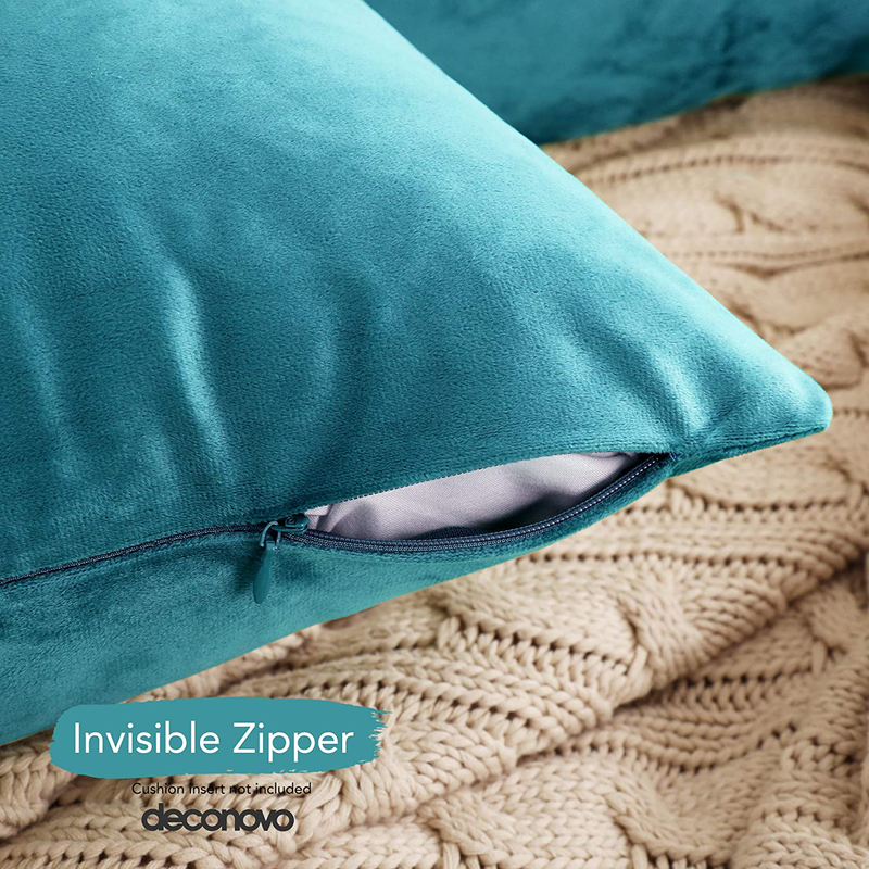 Deconovo Super Soft Plush Decorative Velvet 18X18 Pillow Covers for Home, Sofa - Set of 2, Turquoise