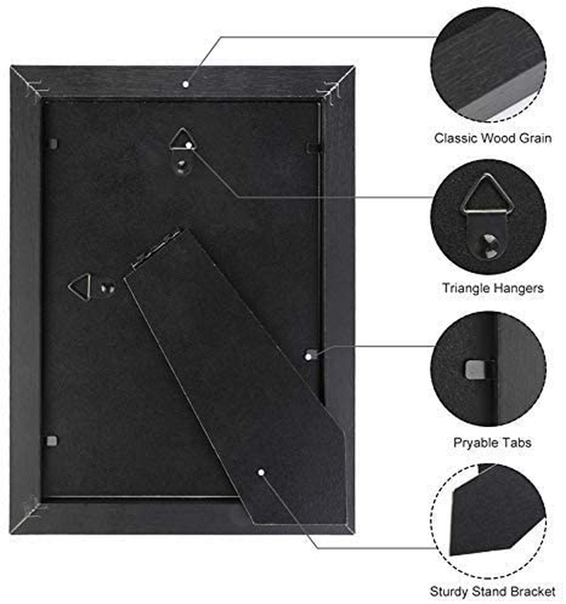 Outgeek Picture Frames, Multiple Black Photo Frames, Wall Gallery Collage Picture Frame 8x10 5x7 4x6 with Mat for Tabletop or Wall Mounting Display Set of 6 Classic Collection Home & Garden > Decor > Picture Frames Outgeek   