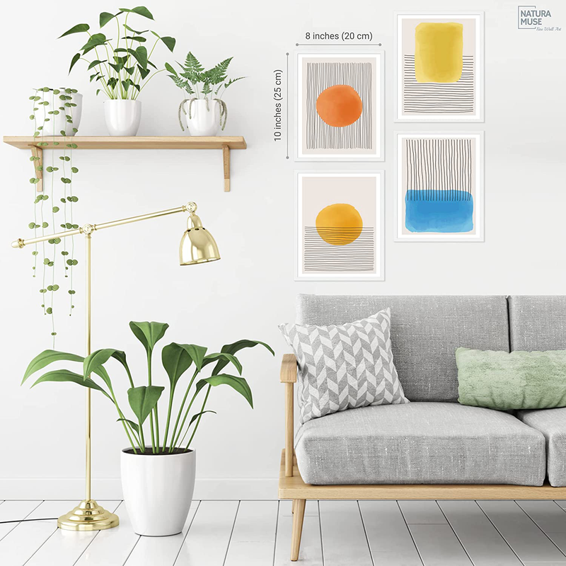Modern Abstract Wall Art for Living Room & Bedroom - Aesthetic Boho Room Decor Art - Boho Decor Posters - Minimalist Mid Century Wall Art Decor for Home & Office (Set of 4 Prints, 8X10 In, UNFRAMED) Home & Garden > Decor > Artwork > Posters, Prints, & Visual Artwork NaturaMuse   
