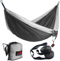 HONEST OUTFITTERS Double Camping Hammock with Hammock Tree Straps,Portable Parachute Nylon Hammock for Backpacking Travel Home & Garden > Lawn & Garden > Outdoor Living > Hammocks HONEST OUTFITTERS Do Black/Grey 78"W x 118"L 
