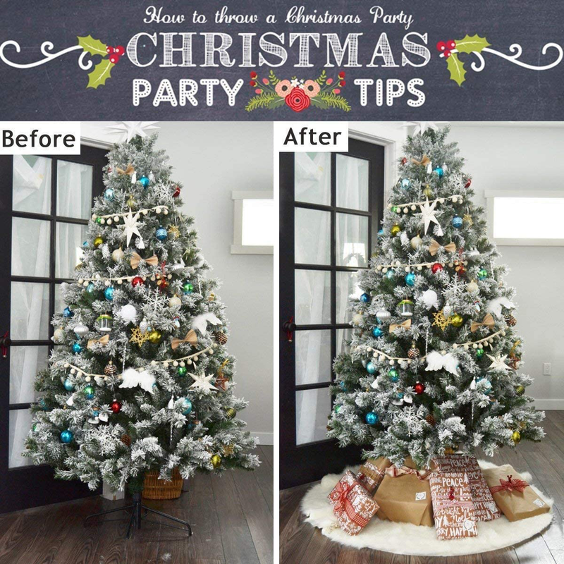 Christmas Tree Skirt White, 48 inch Snow White Tree Skirt Xmas Tree Skirt for Applicable Hotels Shopping Malls Christmas Decorations Christmas Trees Christmas Venue New Year Party