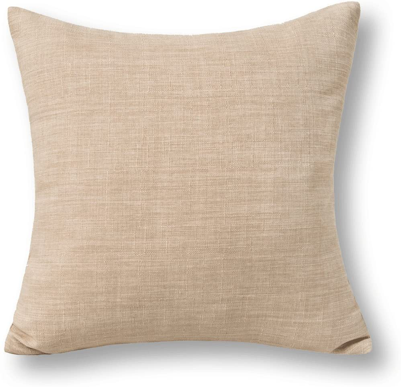 Jeanerlor Lined Linen White Throw Pillow Cover 12X20 Inch Cushion Case from Home Decor for Baby/Children, (30 X 50 Cm), Light Linen Home & Garden > Decor > Chair & Sofa Cushions Jeanerlor Natural Linen 26＂x26＂ 