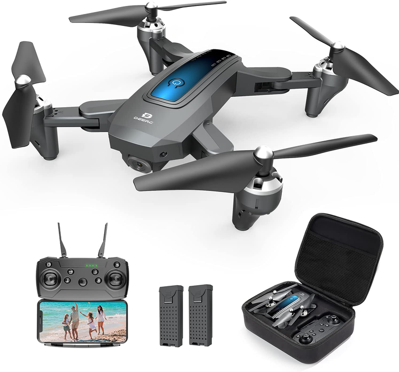 DEERC Drone with Camera 1080P HD FPV Live Video 2 Batteries and Carrying Case, RC Quadcopter Helicopter for Kids and Adults, Gravity Control, Altitude Hold, Headless Mode, Waypoints Functions Cameras & Optics > Cameras > Film Cameras DEERC Default Title  