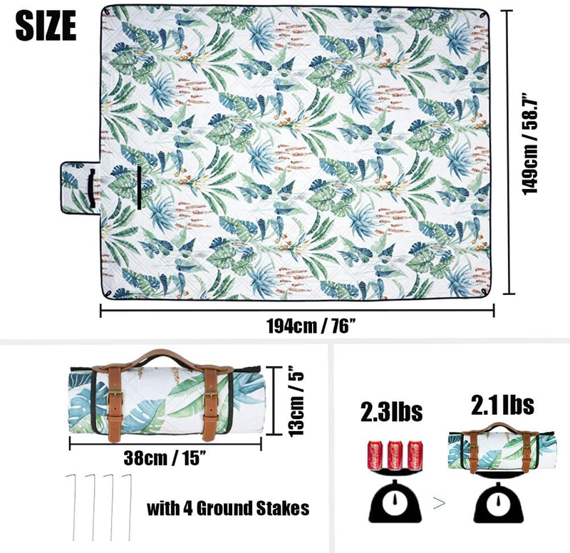 Sata Extra Large Beach & Picnic Blanket, 78" x 59”Picnic Blankets Floral Prints, Machine Washable Picnic Blanket Waterproof Home & Garden > Lawn & Garden > Outdoor Living > Outdoor Blankets > Picnic Blankets Sata   
