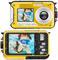 Waterproof Digital Camera Underwater Camera Full HD 2.7K 48 MP Video Recorder Selfie Dual Screens 16X Digital Zoom Flashlight Waterproof Camera for Snorkeling Cameras & Optics > Cameras > Digital Cameras YISENCE Yellow  