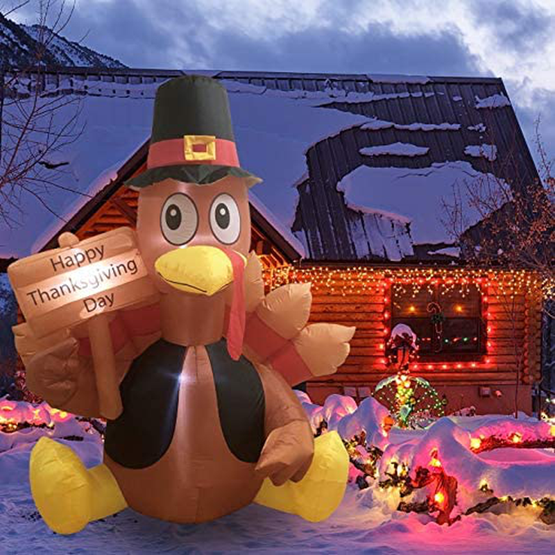 MorTime 6 FT Thanksgiving Inflatable Turkey, Blow up Lighted Turkey Decor with LED Lights for Fall Autumn Yard Party Shopping Mall Harvest Day Thanksgiving Decorations Home & Garden > Decor > Seasonal & Holiday Decorations& Garden > Decor > Seasonal & Holiday Decorations MorTime   