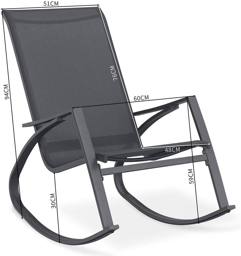 Sigtua Garden Rocking Chair, Outdoor Rocking Chair [Steel Frame + Textoline Fabric] [Maximum Weight Supported 180Kg] Sun-Safe Garden Furniture for Relaxing, Reading, Sunbathing Sporting Goods > Outdoor Recreation > Camping & Hiking > Camp Furniture Sigtua   