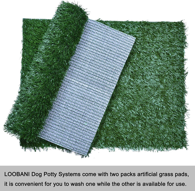 LOOBANI Indoor Outdoor Dog Potty Systems, Reusable and Portable Trainer Tray for Puppy Training, with 2 Packs Replacement Grass Mat. Animals & Pet Supplies > Pet Supplies > Dog Supplies > Dog Diaper Pads & Liners LOOBANI   