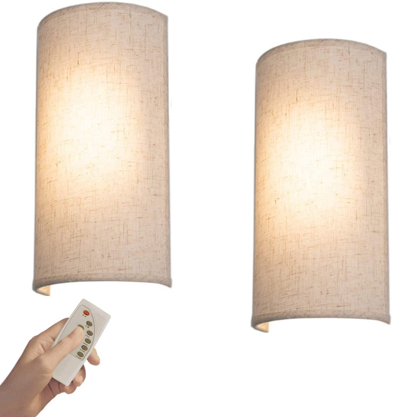 Kiven Wireless Battery Operated Wall Sconce with Remote, 11.8 Inches Height Fabric Wall Lamp with 3 Lighting Modes, Dimmable Display Lamp with Timer for Bedroom Bathroom Hallway,Magic Lights,2 Pack Home & Garden > Lighting > Lighting Fixtures > Wall Light Fixtures KOL DEALS   