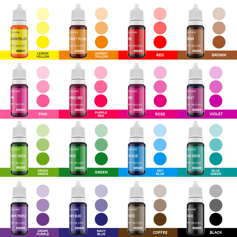 Food Coloring Dye DaCool Cake Color Set 16 Color Liquid Food Grade Tasteless Vibrant Color for Baking Cookie Icing Cake Decorating Fondant Clay Craft DIY Supplies Kit - 5.5 fl. Oz(10ml Each Bottles)
