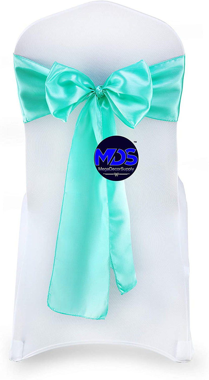 mds Pack of 25 Satin Chair Sashes Bow sash for Wedding and Events Supplies Party Decoration Chair Cover sash -Gold Arts & Entertainment > Party & Celebration > Party Supplies mds Sea Green 25 