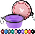 Rest-Eazzzy Expandable Dog Bowls for Travel, 2-Pack Dog Portable Water Bowl for Dogs Cats Pet Foldable Feeding Watering Dish for Traveling Camping Walking with 2 Carabiners, BPA Free  Rest-Eazzzy purple&pink S 
