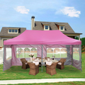 HYD-Parts Outdoor Patio 10x20 Ft Pop up Shade Canopy Party Wedding Gazebo Tent (10x20 Feet Four sidewalls, Red) Home & Garden > Lawn & Garden > Outdoor Living > Outdoor Structures > Canopies & Gazebos HYD-Parts Pink（4 sidewalls）  