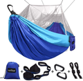 Sunyear Single & Double Camping Hammock with Net, Portable Outdoor Tree Hammock 2 Person Hammock for Camping Backpacking Survival Travel, 10ft Hammock Tree Straps and 2 Carabiners, Easy to Setup Home & Garden > Lawn & Garden > Outdoor Living > Hammocks Sunyear Sky Blue/Sapphire Blue 78"W*118"L 
