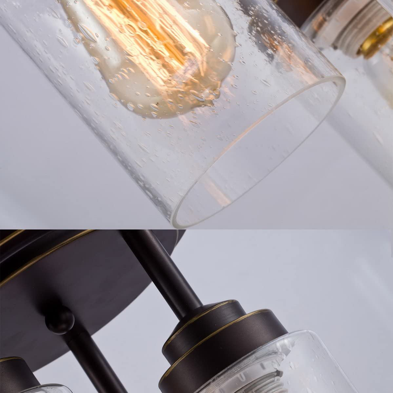 DAYCENT Vintage Cylinder Seedy Glass Shade 3 Lights Flush Mount Ceiling Lighting Fixture, Oil Rubbed Bronze Home & Garden > Lighting > Lighting Fixtures > Ceiling Light Fixtures KOL DEALS   