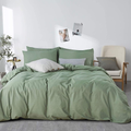 JELLYMONI Green 100% Washed Cotton Duvet Cover Set, 3 Pieces Luxury Soft Bedding Set with Zipper Closure. Solid Color Pattern Duvet Cover Queen Size(No Comforter) Home & Garden > Linens & Bedding > Bedding KOL DEALS Green Queen(90''×90'') 