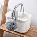 Portable Plastic Shower Caddy Baskets, Rattan Standing Storage Organizer Bins, Portable Shower Caddy Tote Bag with Handles, Hollow Cleaning Caddy with Holes for Bathroom, College Dorm, Kitchen, Home - Black Sporting Goods > Outdoor Recreation > Camping & Hiking > Portable Toilets & Showers HOUZHENG Eye White  