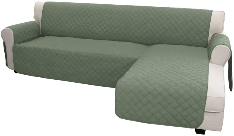 Easy-Going Sofa Slipcover L Shape Sofa Cover Sectional Couch Cover Chaise Slip Cover Reversible Sofa Cover Furniture Protector Cover for Pets Kids Children Dog Cat (Large,Dark Gray/Dark Gray) Home & Garden > Decor > Chair & Sofa Cushions Easy-Going Greyish Green/Greyish Green X-Large 