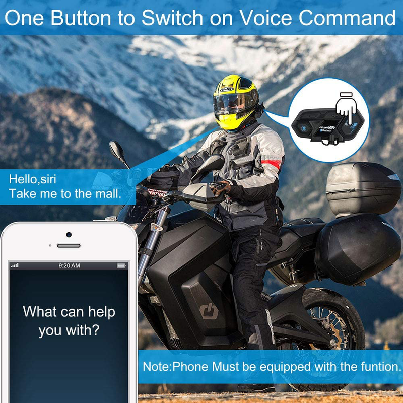 Motorcycle Bluetooth Intercom, Fodsports M1-S Pro 2000m 8 Riders Group Motorcycle Helmet Bluetooth Headset Communication Systems Kit (Handsfree/Siri Google Assistant/Waterproof/GPS/4 Mic/2Pack)  FODSPORTS   