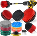 Holikme 20Piece Drill Brush Attachments Set, Scrub Pads & Sponge, Buffing Pads, Power Scrubber Brush with Extend Long Attachment, Car Polishing Pad Kit Hardware > Tools > Multifunction Power Tools Holikme Red  