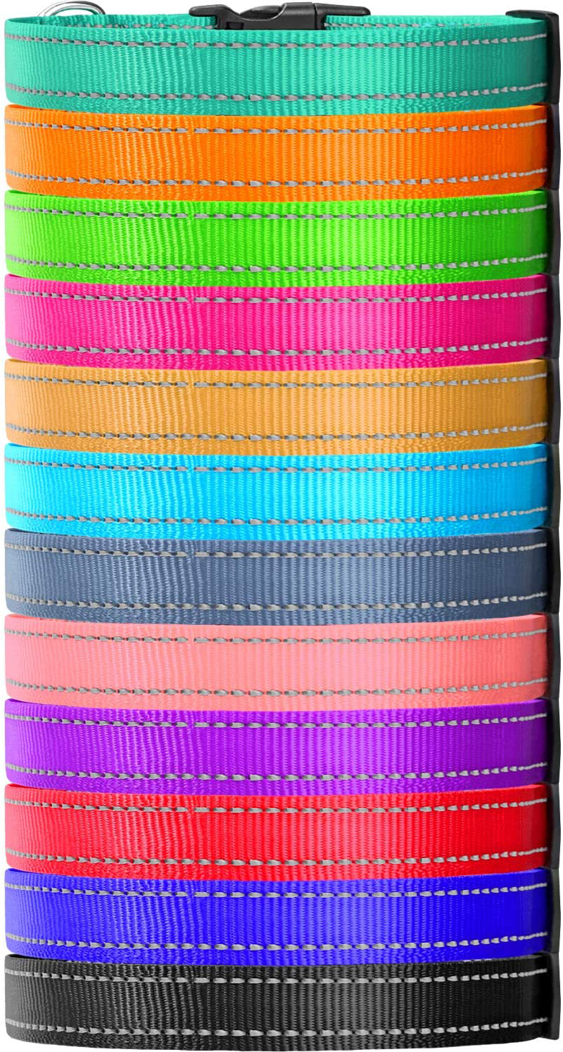 FunTags Reflective Nylon Dog Collar,Adjustable Pet Collars with Quick Release Buckle for Puppy Small Medium Large Dogs,18 Classic Solid Colors,4 Sizes Animals & Pet Supplies > Pet Supplies > Dog Supplies FunTags   