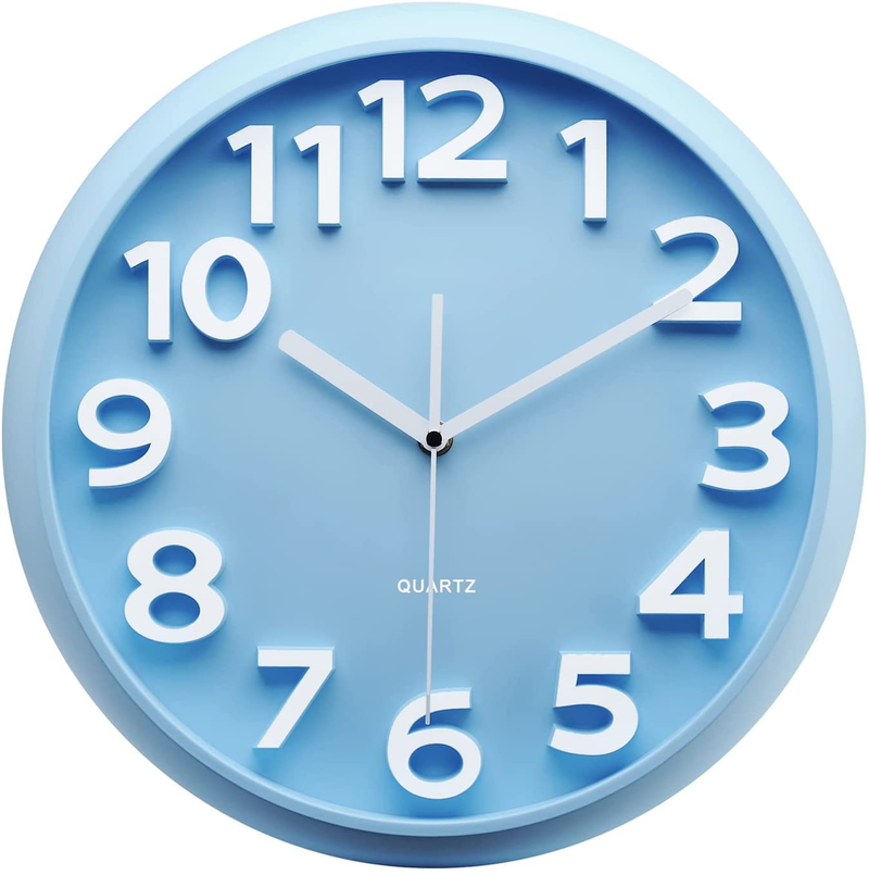 Plumeet 13'' Large Wall Clock - Silent Non-Ticking Quartz Wall Clocks for Living Room Decor - Modern Style Suitable for Home Kitchen Office - Battery Operated (Black) Home & Garden > Decor > Clocks > Wall Clocks Plumeet Blue 13 inches 