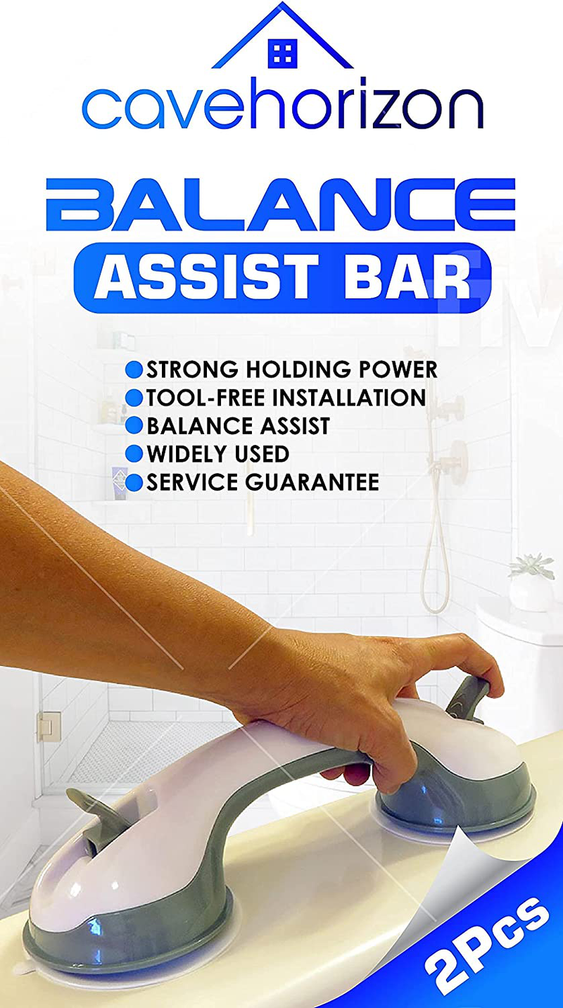 Suction Shower Grab Bar 2 Pack - Safety Shower Handles for Elderly, Seniors, Handicapped Persons in Need of Balance Assist Support in Shower, Toilet, Bathroom Sporting Goods > Outdoor Recreation > Camping & Hiking > Portable Toilets & Showers Cavehorizon   