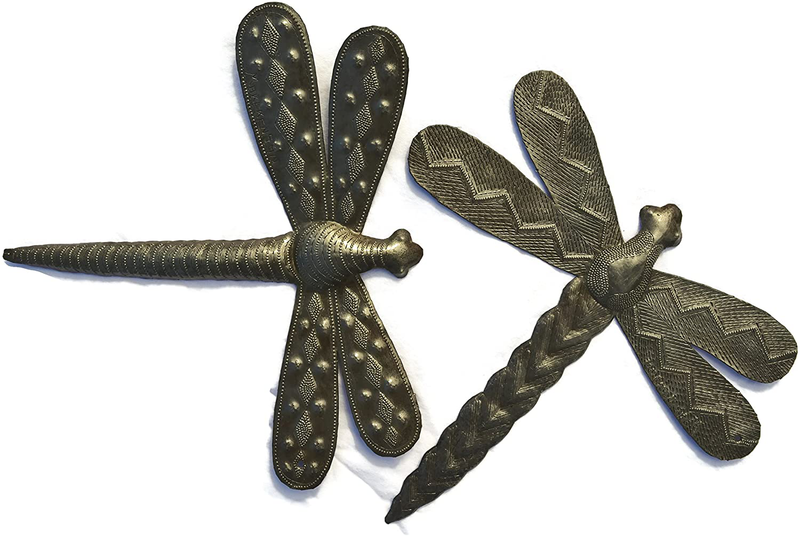 Garden Dragonflies, Set of 2, Fall Decorative Plaques for Indoor Outdoor, Small Ornamental Wall Plaques, Home Decor, Handmade in Haiti 9 x 11 Inches Home & Garden > Decor > Artwork > Sculptures & Statues It's Cactus Default Title  