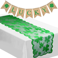 CNVOILA St Patricks Day Decorations, Irish Decor Table Runner with Irish Clover, 13" X 72" Lace Shamrock Clover Greening Table Linen for Holiday and Spring – 1 Pack Arts & Entertainment > Party & Celebration > Party Supplies CNVOILA Green Shamrock Lace 1 Pack+lucky  