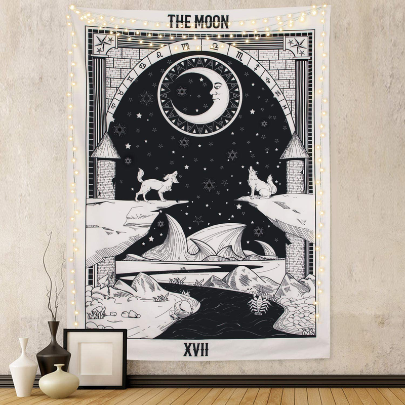 FLY SPRAY Tarot Tapestry The Moon Medieval Europe Divination Tapestry Wall Hanging Mysterious Tapestries Home Decor Home & Garden > Decor > Artwork > Decorative Tapestries FLY SPRAY The Moon 1 51" x 59" 