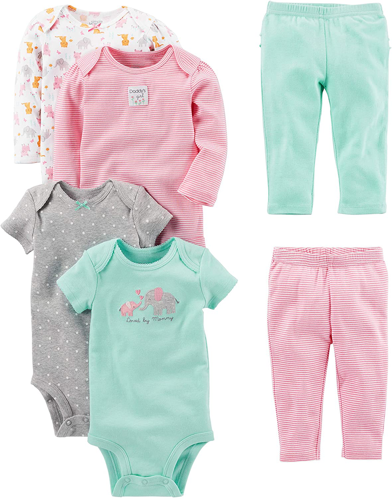 Simple Joys by Carter'S Toddler and Baby Girls' 6-Piece Bodysuits (Short and Long Sleeve) and Pants Set Home & Garden > Decor > Seasonal & Holiday Decorations Carter's Simple Joys - Private Label   