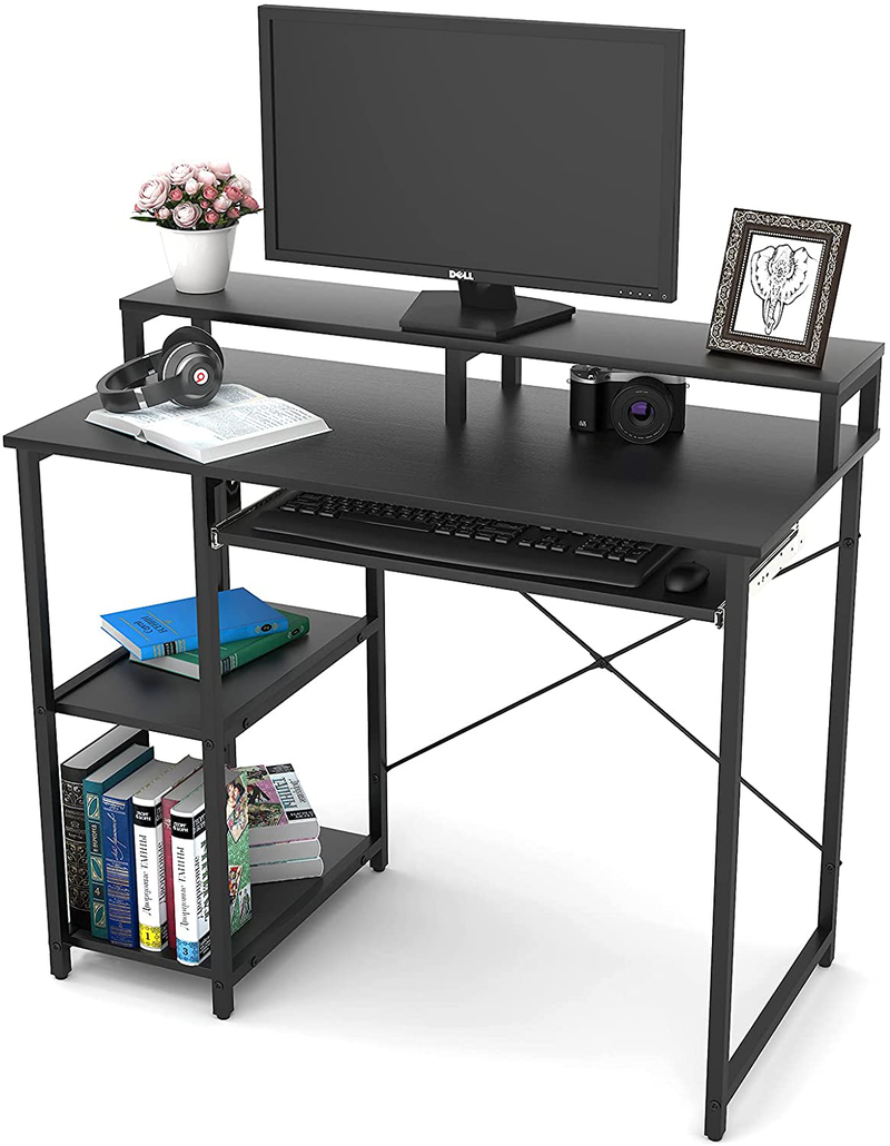 TOPSKY Computer Desk with Storage Shelves/23.2” Keyboard Tray/Monitor Stand Study Table for Home Office(46.5inch, Natural)