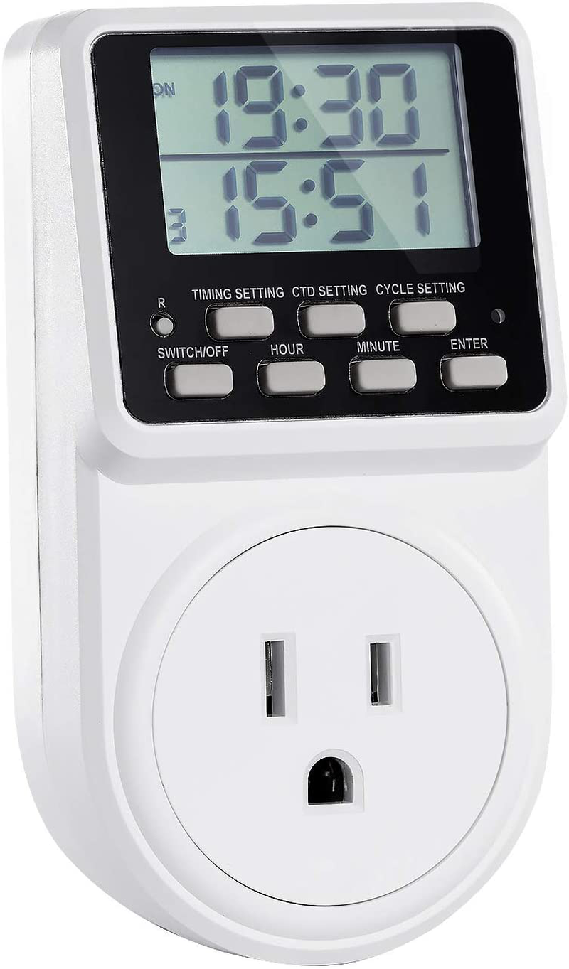 Techbee 3-in-1 Multifunction Digital Infinite Repeat Cycle Intermittent Timer Plug for Electrical Outlet, 24 Hour Programmable Indoor Timed Power Switch with Countdown Delay On and Off (120V, 15A) Home & Garden > Lighting Accessories > Lighting Timers Techbee Default Title  