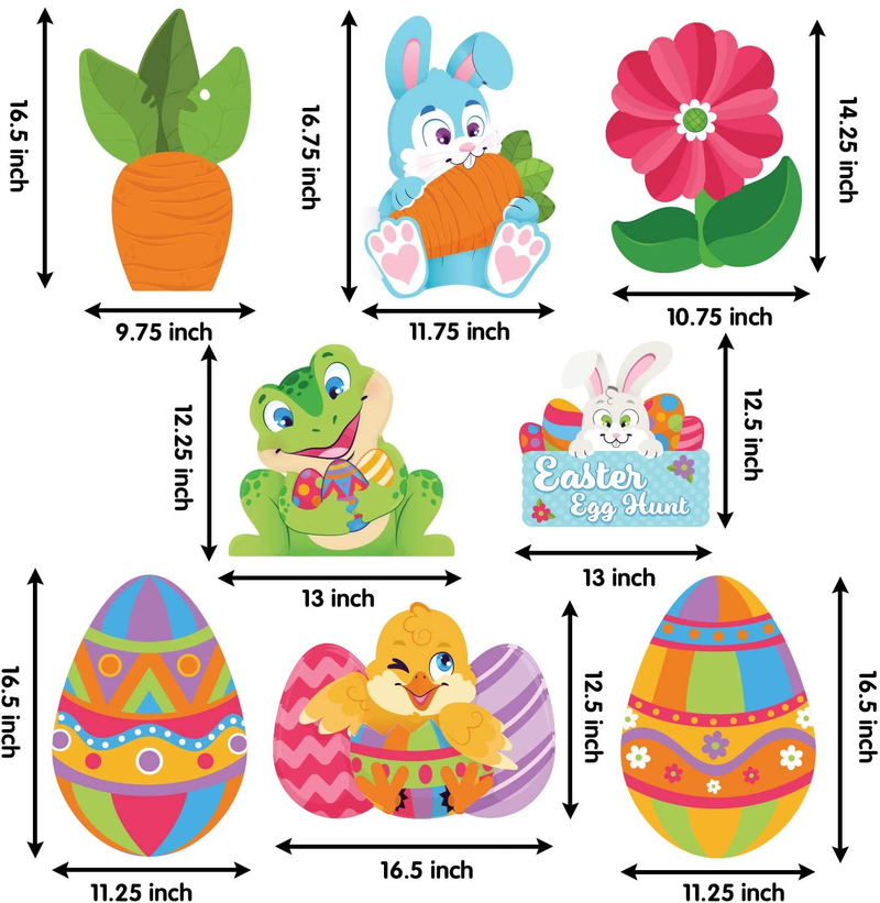 JOYIN 8 Pieces Easter Yard Signs Decorations Outdoor Bunny, Chick and Eggs Yard Stake Signs Easter Lawn Yard Decorations for Easter Hunt Game, Party Supplies Décor, Easter Props.