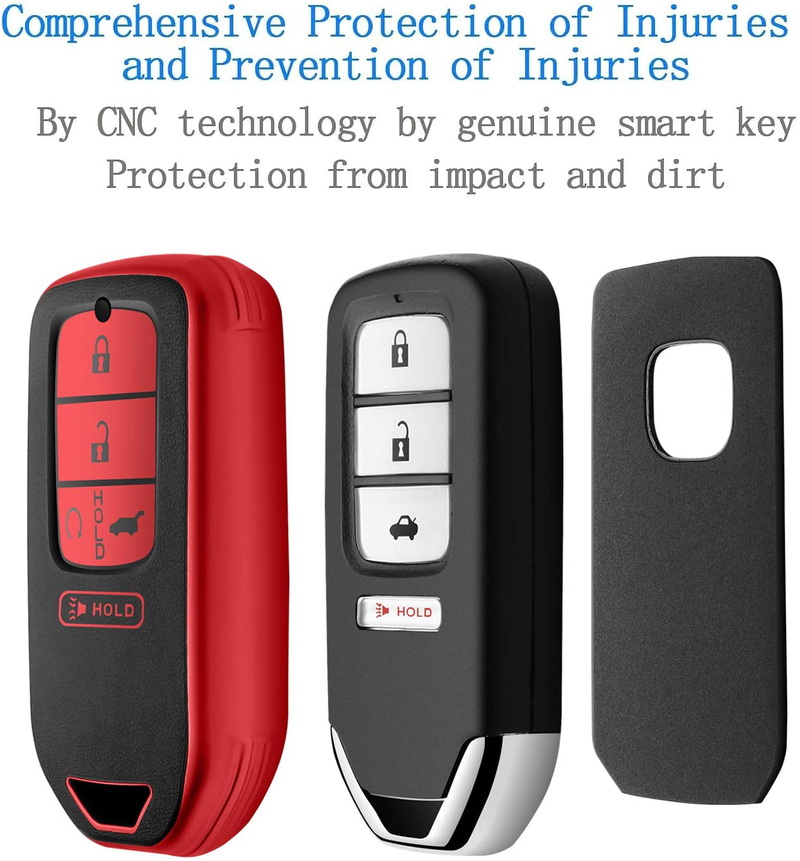 Sindeda for Honda Key fob Cover with Leather Keychain,Soft TPU Full Cover Protection,Key fob case Compatible With Honda Accord Civic CRV Pilot Odyssey Passport Smart Remote Key，Key Fob Shell-Red  ‎Sindeda   