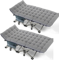 Folding Camping Cots for Adults Heavy Duty Cot with Carry Bag, Portable Durable Sleeping Bed for Camp Office Home Use Outdoor Cot Bed for Traveling (2Pack -Blue with Mattress) Sporting Goods > Outdoor Recreation > Camping & Hiking > Camp Furniture JOZTA 2pack -Cool Gray With Pearl Cotton Mattress  