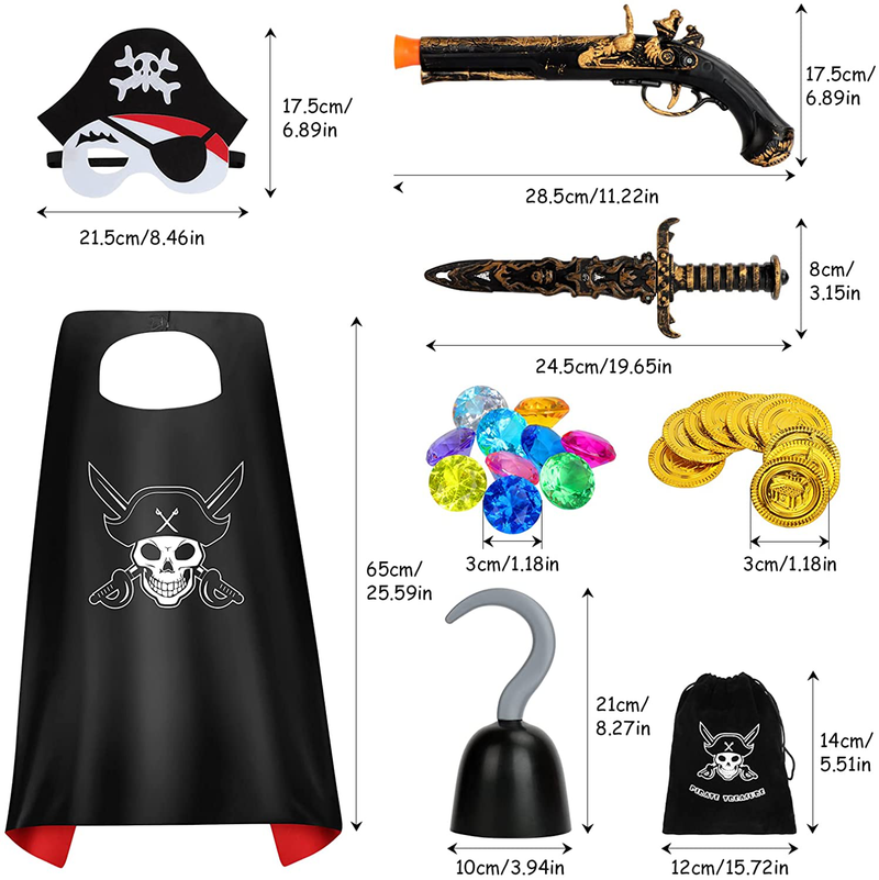 Kids Pirate Costume, Pirate Set, Kids Dress Up Costumes Cape with Masks and Accessories, Costume Prop, Buccaneer Costume Pirate Role Play, Cosplay Props for Kids Party, Halloween Pirate Theme Party Apparel & Accessories > Costumes & Accessories > Costumes LOSLANDIFEN   