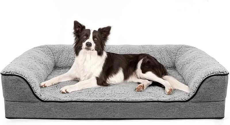 Orthopedic Large Dog Bed, Washable Pet Sofa Bolster Bed with Removable Cover & Orthopedic Foam, Large Dog Beds for Dogs under 60 Lbs Animals & Pet Supplies > Pet Supplies > Dog Supplies > Dog Beds DogBaby Grey 36x26 Inch (Pack of 1) 