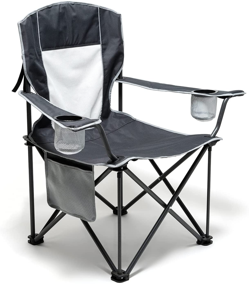 Sunnyfeel Oversized Camping Chair, Folding Camp Chairs for Adults Heavy Duty Big Tall People 500 LBS, XL Padded Portable Lawn Chair with Armrest Cup Holder & Pocket for Outdoor/Picnic/Beach Sporting Goods > Outdoor Recreation > Camping & Hiking > Camp Furniture SUNNYFEEL Greyplaid  