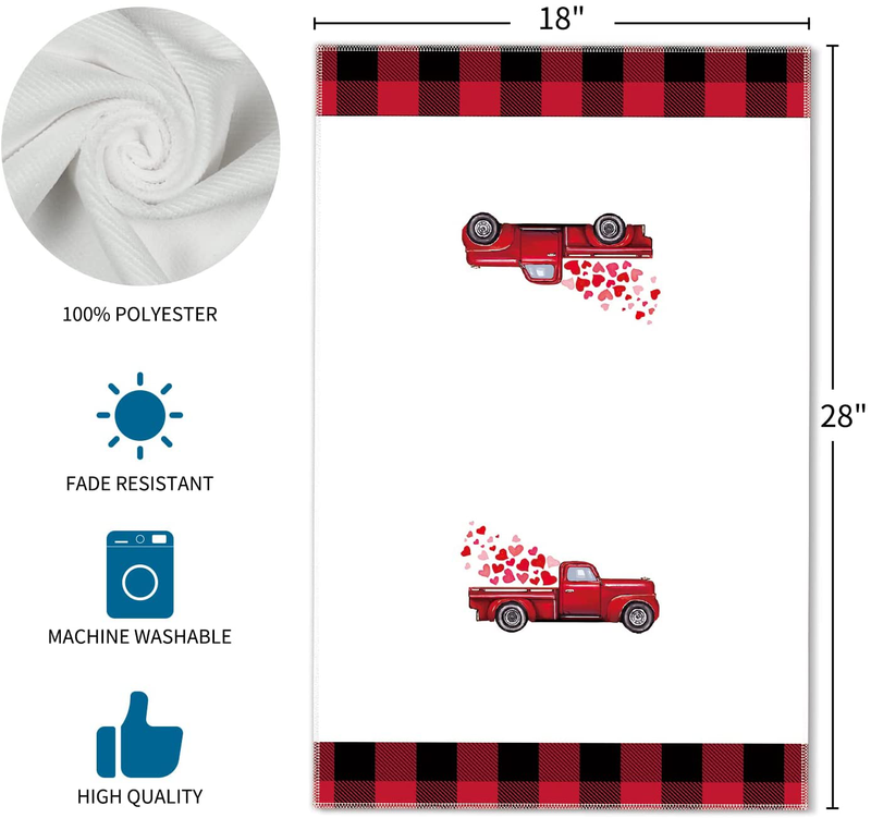 Siilues Valentines Day Kitchen Towels, Valentines Kitchen Towels Valentines Kitchen Decor 18 X 28 Inch Kitchen Towels Red Truck Buffalo Plaid Kitchen Towels for Drying Dishes Cooking Baking Set of 2 Home & Garden > Decor > Seasonal & Holiday Decorations Siilues   