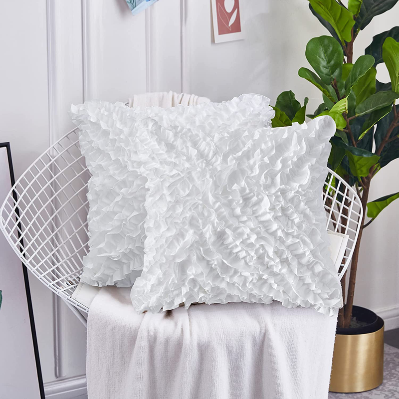 Leeden 20X20 Throw Pillow Covers Boho Set of 2, Christmas Decorative Fall Pillowcases, White Cushion Cases Covers for Sofa Couch Bed Chair Bedding Décor Floral Soft Farmhouse 3D Handmade 20 Inch Home & Garden > Decor > Chair & Sofa Cushions Leeden   