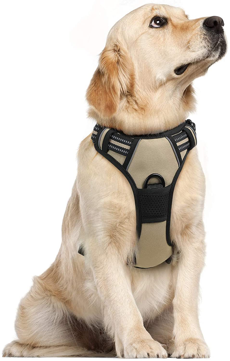 rabbitgoo Dog Harness, No-Pull Pet Harness with 2 Leash Clips, Adjustable Soft Padded Dog Vest, Reflective No-Choke Pet Oxford Vest with Easy Control Handle for Large Dogs, Black, XL  rabbitgoo Honey Wheat X-Large 